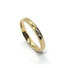 Load image into Gallery viewer, 18K YELLOW GOLD BAND TRILOGY 3 DIAMONDS CT 0.03 UNOAERRE 3mm RING, MADE IN ITALY
