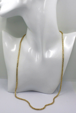 Load image into Gallery viewer, 18k yellow gold squared tubular 2.4mm byzantine chain necklace, 60cm 24&quot; solid
