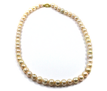 Load image into Gallery viewer, 18k yellow gold 24&quot; necklace 7/7.5mm baroque freshwater round/oval pink pearls
