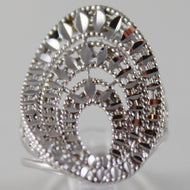 SOLID 18K WHITE GOLD BAND RING OVAL WAVE, BRIGHT, FINELY WORKED MADE IN ITALY
