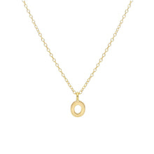 Load image into Gallery viewer, 18k yellow gold rolo thin 16&quot; necklace with small 5mm letter initial O
