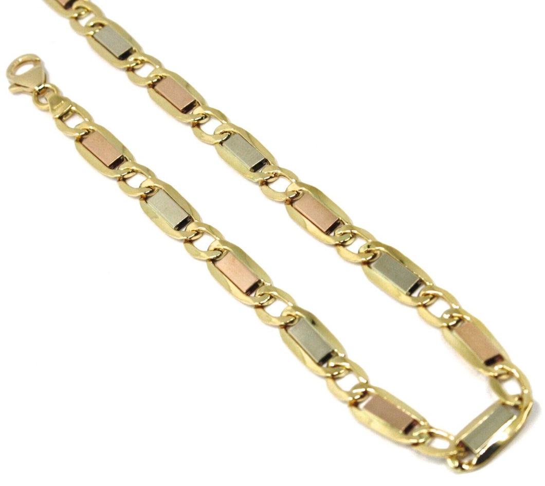 18K YELLOW WHITE ROSE GOLD BRACELET 6 MM, 8.3