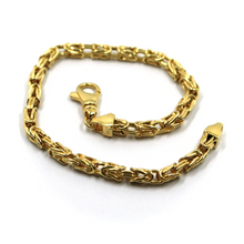 Load image into Gallery viewer, 18k yellow gold squared tubular 4.1mm byzantine bracelet, 21cm 8.3&quot; hollow
