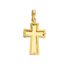 Load image into Gallery viewer, Solid 18k yellow gold square cross satin and luster in the center made in Italy
