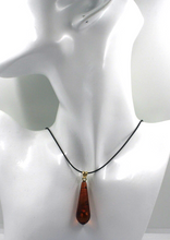 Load image into Gallery viewer, 18k yellow gold pendant with natural big drop orange amber 40x13mm
