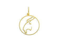 Load image into Gallery viewer, 18k yellow gold zodiac sign round small 15mm flat pendant, zodiacal, capricorn
