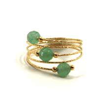 Load image into Gallery viewer, 18K YELLOW GOLD BAND RING, ELASTIC WORKED MULTI WIRES, SNAKE SPIRAL AVENTURINE
