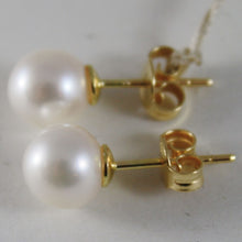 Load image into Gallery viewer, SOLID 18K YELLOW GOLD EARRINGS WITH PEARL PEARLS 8 MM, MADE IN ITALY
