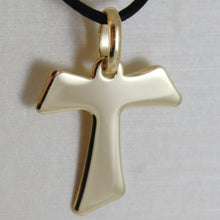 Load image into Gallery viewer, 18K YELLOW GOLD CROSS, FRANCISCAN TAU TAO, SAINT FRANCIS, 2.4 CM MADE IN ITALY
