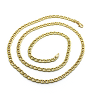 18K YELLOW GOLD CHAIN FLAT BOAT MARINER OVAL NAUTICAL LINK 4.5mm, 50 cm, 20