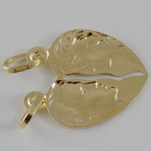Cargar imagen en el visor de la galería, COLGANTE DOBLE CORAZÓN ROTO EN ORO AMARILLO DE 18 QUILATES PARA HOMBRE Y MUJER DE 29 mm HECHO EN ITALIA
