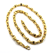 18k yellow gold big 6.7mm oval anchor mariner nautical rounded chain 21.6