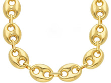 Load image into Gallery viewer, 18K YELLOW GOLD MARINER CHAIN BIG OVALS 12 MM, 24 INCHES ANCHOR ROUNDED NECKLACE

