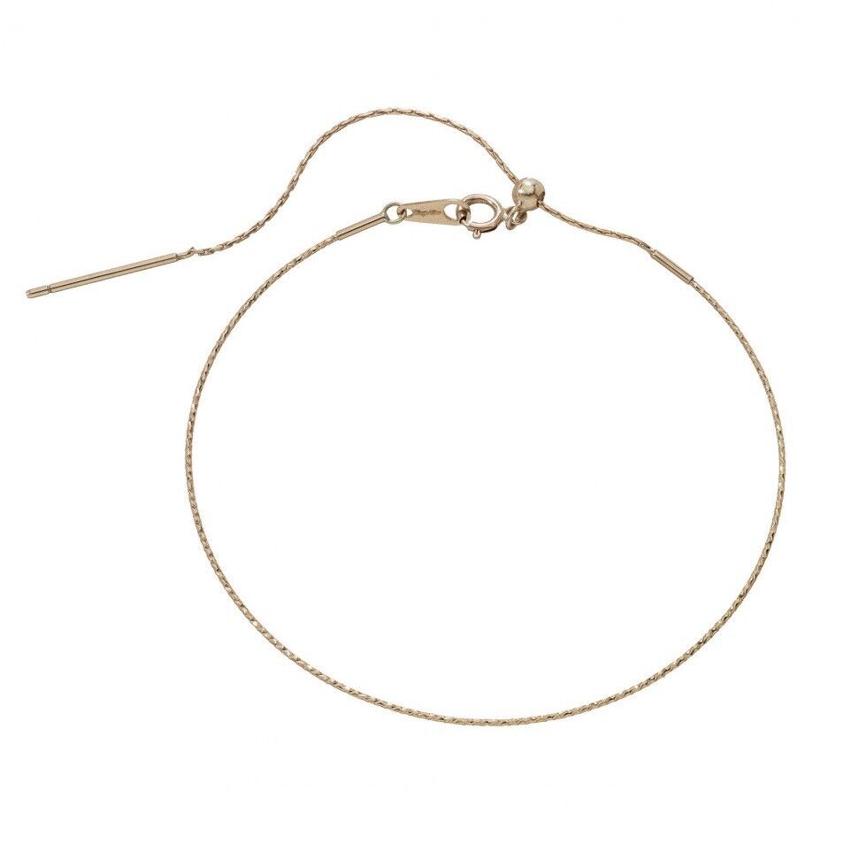 PULSERA RÍGIDA DE ORO AMARILLO DE 18 QUILATES CON ELÁSTICO TRABAJADO, ALAMBRE FINO DE 0,5 MM, AJUSTABLE