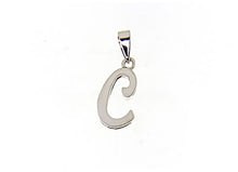 Load image into Gallery viewer, 18K WHITE GOLD LUSTER PENDANT WITH INITIAL C LETTER C MADE IN ITALY 0.71 INCHES
