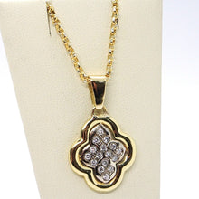 Load image into Gallery viewer, 18K YELLOW &amp; WHITE GOLD NECKLACE WITH DIAMONDS CROSS ROUNDED CENTRAL
