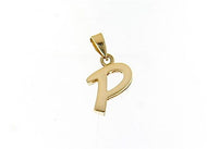 COLGANTE DE ORO AMARILLO DE 18 QUILATES CON BRILLO Y LETRA P INICIAL HECHO EN ITALIA 0.71 PULGADAS