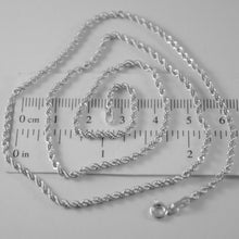 Load image into Gallery viewer, 18K WHITE GOLD CHAIN NECKLACE BRAID ROPE LINK 23.62 INCHES, 2.2mm MADE IN ITALY
