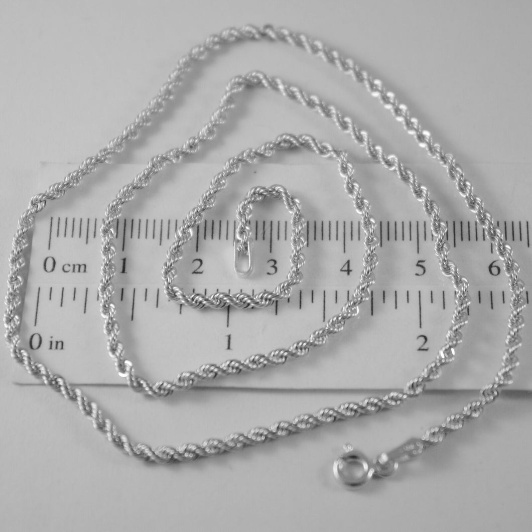 18K WHITE GOLD CHAIN NECKLACE BRAID ROPE LINK 23.62 INCHES, 2.2mm MADE IN ITALY