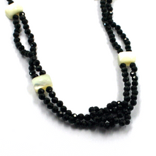 Load image into Gallery viewer, 18k white gold 17&quot; multi wires knot necklace with black spinel, mother of pearl
