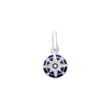 Load image into Gallery viewer, 18k white gold blue enamel round small pendant, diameter 10mm, compass medal
