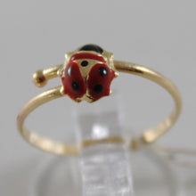 Load image into Gallery viewer, SOLID 18K YELLOW GOLD RING WITH GLAZED LADYBIRD LADYBUG FOR GIRL, MADE IN ITALY
