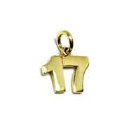 18K YELLOW GOLD NUMBER 17 SEVENTEEN PENDANT CHARM 0.7 INCHES 17 MM MADE IN ITALY