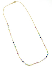 Load image into Gallery viewer, 18K YELLOW GOLD NECKLACE, MULTI COLOR FACETED CUBIC ZIRCONIA, ROLO, 18&quot;
