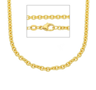 Solid 18k yellow gold rolo circles 3.5mm chain, 24 inches, lobster clasp