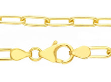 Load image into Gallery viewer, solid 18k yellow gold chain rounded tube oval paper clip 3x8mm link 20&quot; 50cm
