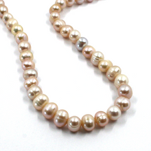 Cargar imagen en el visor de la galería, Collar de oro amarillo de 18 quilates de 40,6 cm con perlas barrocas de agua dulce redondas/ovaladas de color rosa de 6,5 mm.
