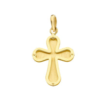 Load image into Gallery viewer, Solid 18k yellow gold flat cross luster and satin in the center made in Italy
