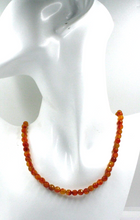 Load image into Gallery viewer, 18k yellow gold necklace 16&quot; orange maculate jade round faceted 6mm beads sphere

