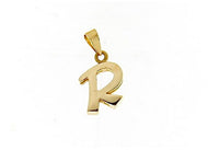 COLGANTE DE ORO AMARILLO DE 18 QUILATES CON BRILLO Y LETRA R INICIAL HECHO EN ITALIA 0,71 PULGADAS