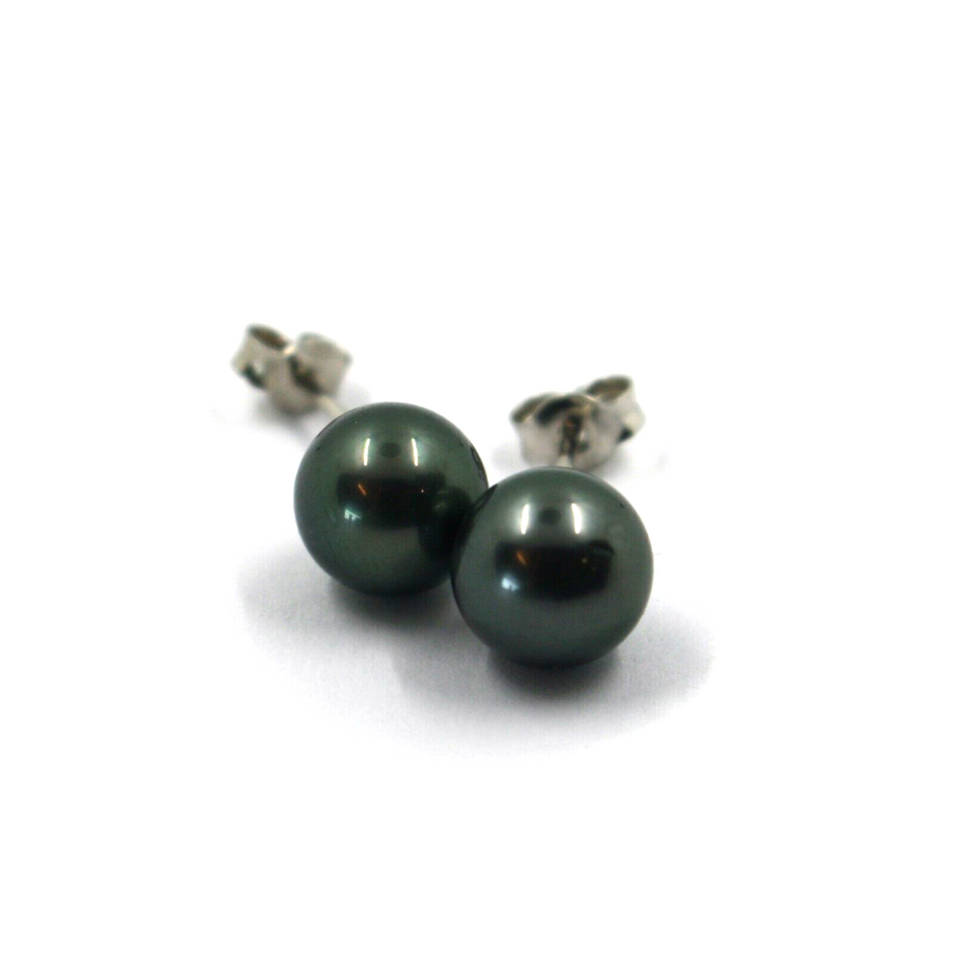 Pendientes de oro blanco de 18 quilates con perlas negras de Tahití, diámetro 8 mm. 