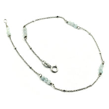 Load image into Gallery viewer, 18K WHITE GOLD ANKLET 9.8&quot; 25cm WITH FACETED AQUAMARINE DIAMETER 3mm
