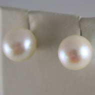 SOLID 18K YELLOW GOLD EARRINGS WITH AKOYA PEARLS 9.5 MM, MADE IN ITALY