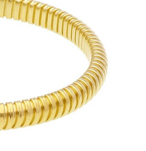 Load image into Gallery viewer, 18k yellow gold omega gas pipe rounded 5mm half tube spiral chain necklace 18&quot;
