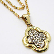 Load image into Gallery viewer, 18K YELLOW &amp; WHITE GOLD NECKLACE WITH DIAMONDS CROSS ROUNDED CENTRAL
