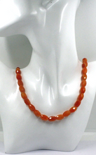 Load image into Gallery viewer, 18k yellow gold necklace 16&quot;, 13mm natural orange carnelian faceted oval tubes
