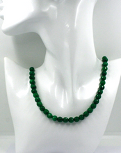 Load image into Gallery viewer, 18k yellow gold necklace 16&quot; with 8mm green natural jade beads spheres balls
