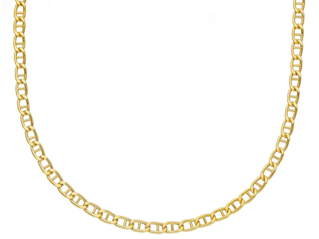 18K YELLOW GOLD CHAIN FLAT BOAT MARINER OVAL NAUTICAL LINK 2.5mm, 50 cm, 20