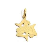 Load image into Gallery viewer, 18k yellow gold pendant, flat Trinacria 20mm, Sicily, smooth and satin
