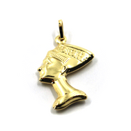 18k yellow gold 25mm Nefertiti head pendant, rounded smooth, 2 faces