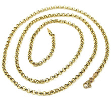 Cargar imagen en el visor de la galería, Cadena rolo de oro amarillo de 18 quilates de 2,5 mm y 19 pulgadas, collar con círculos, fabricado en Italia.
