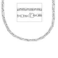 Collar de tubo cuadrado con cadena de oro blanco de 18 quilates, óvalos alternados de 4 mm y 24 pulgadas