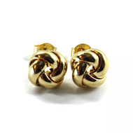 18k yellow gold stud pendant 10mm smooth braided rounded knot earrings