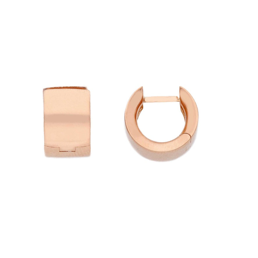 18K ROSE GOLD HOOPS CIRCLE EARRINGS DIAMETER 12mm SQUARE TUBE THICKNESS 7mm