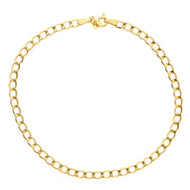 9K GOLD GOURMETTE CUBAN CURB LINKS FLAT BRACELET 4mm, 19cm, 7.5