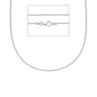 Cadena de oro blanco de 18 quilates con eslabones redondos de palomitas de maíz, 1 mm de ancho y 15,75 pulgadas. 